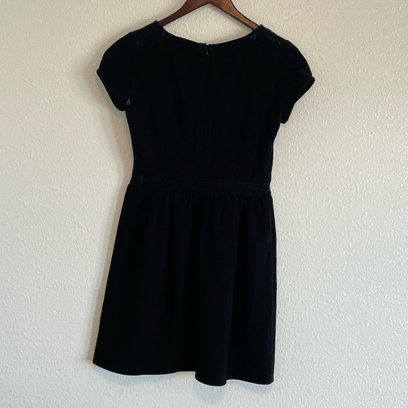 Urban Outfitters Pins & Needles Crepe Lace Inset Black Dress 2 - Picture 3 of 7